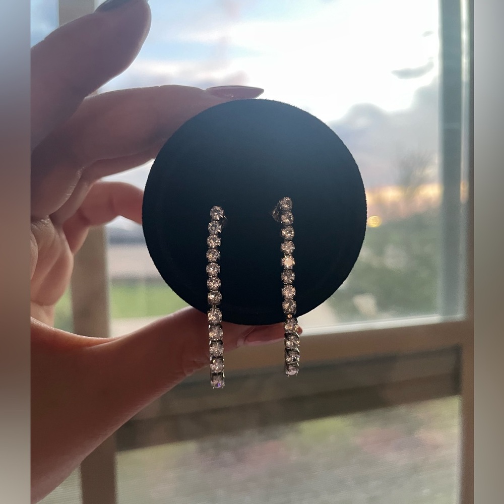 Silver plated tennis earrings